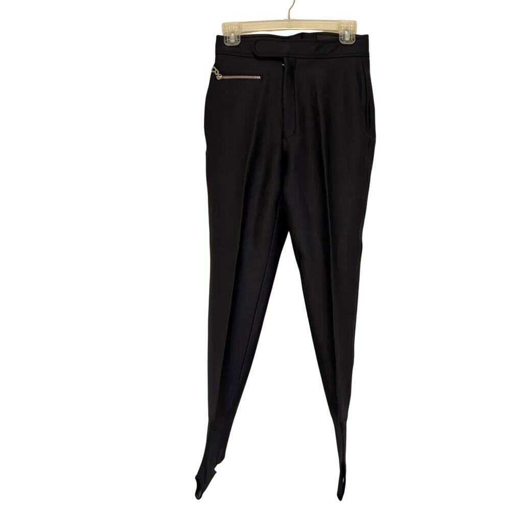 Vintage Bogner Stretch Stirrup Ski Pants Women’s 10 Long Made in USA Black B Zip